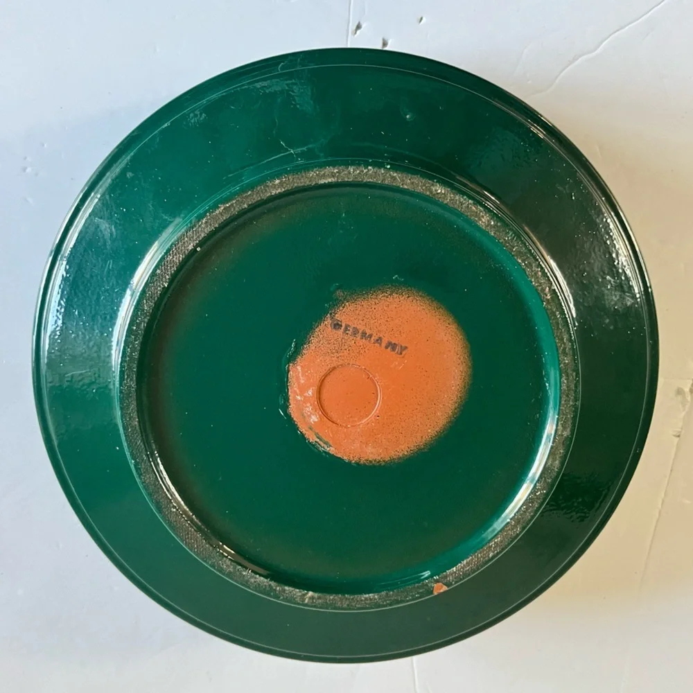 Vintage Made in Germany Green Glazed Ceramic Bowl – Ribbed Terracotta - Picture 5 of 8
